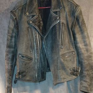 Gray leather levi Easy rider jacket large